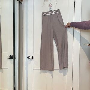 #37, Grey Textured Wide-Leg Lounge Pants